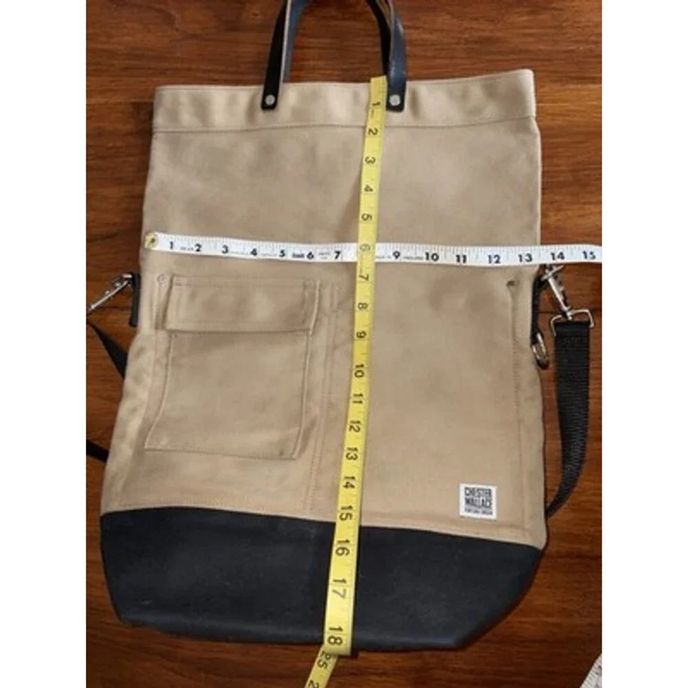 Chester Wallace Portland Oregon Waxed Canvas Upright Tote Tan & Black Unisex